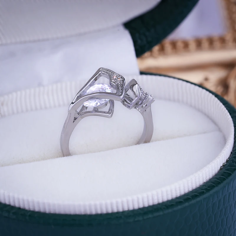 غريب الأشياء عالية الجودة المرأة موضة الثلاثي لامعة الزركون حلقة افتتاح قابل للتعديل خاتم الزفاف مجوهرات الحفلات