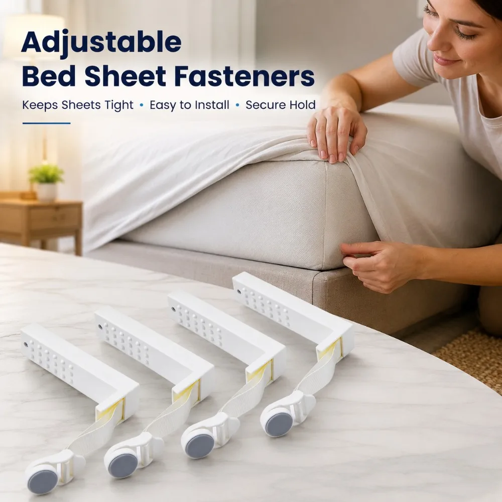 4 Pack Adjustable Pp Bed Sheet Fasteners Slip Hand Washable Clip Secure Thick Mattre Prevent Slipping Single Double Fixing Tools