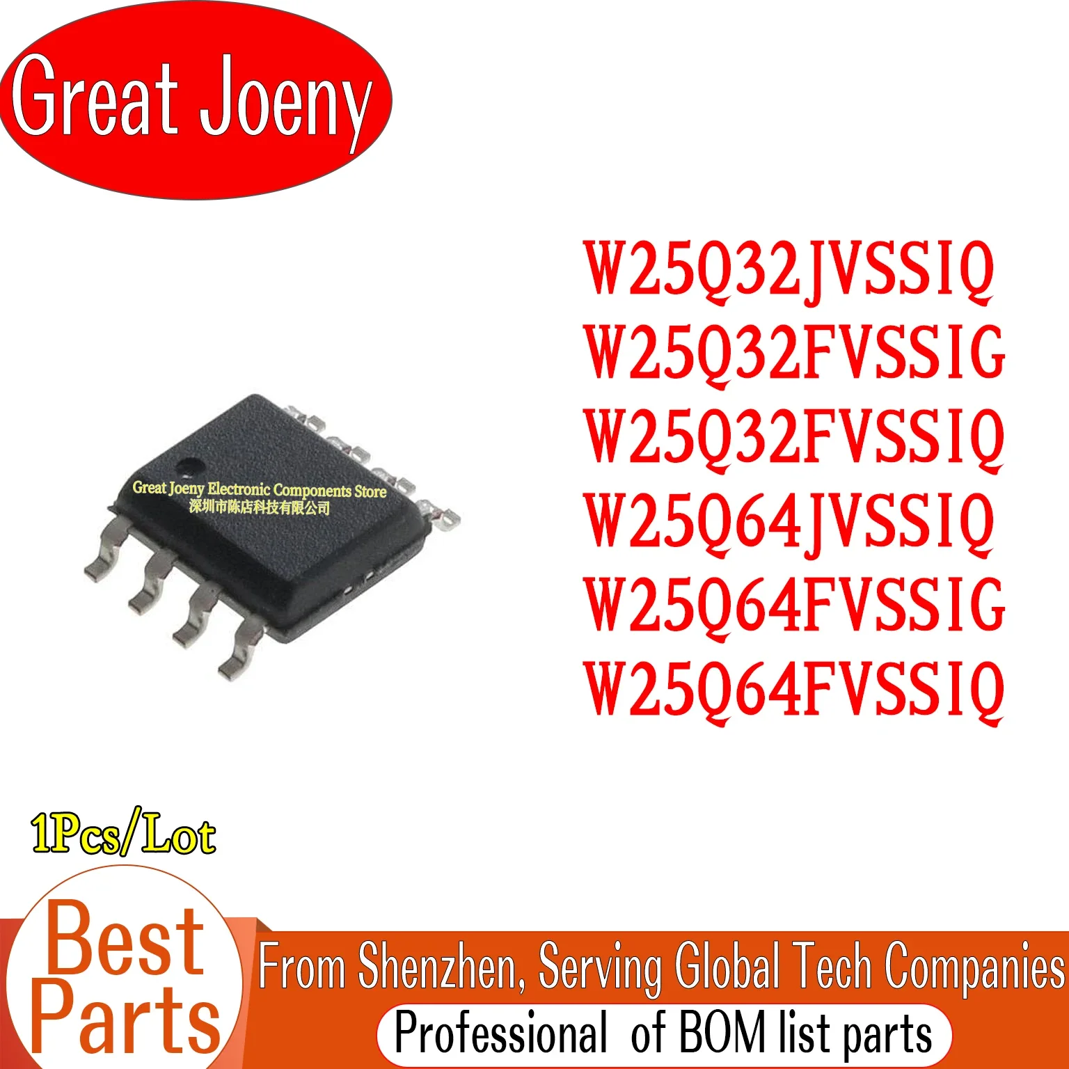 

100% New Original W25Q32JVSSIQ W25Q32FVSSIG W25Q32FVSSIQ W25Q64JVSSIQ W25Q64FVSSIG W25Q64FVSSIQ IC Chipset SOP-8 Bulk Best Price