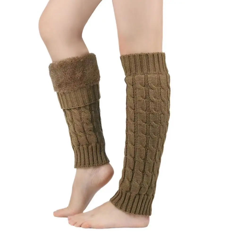 Frauen Beinschützer Fußwärmer Stricken Fried Dough Twists Beinwärmer Japanische Plüschwollsocken Warme Stapelsocken