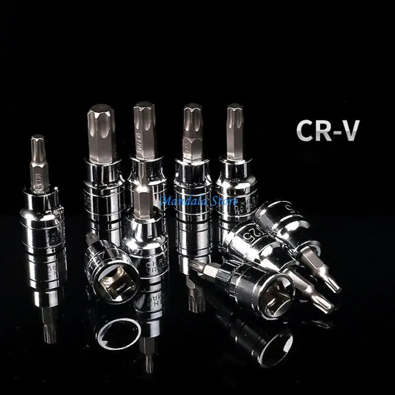 U2JC Socket Set 10-Piece Torx Socket Set T55 Drive Socket Set 3/8 inches Drive Wearproof Sockets Suits for House view 3