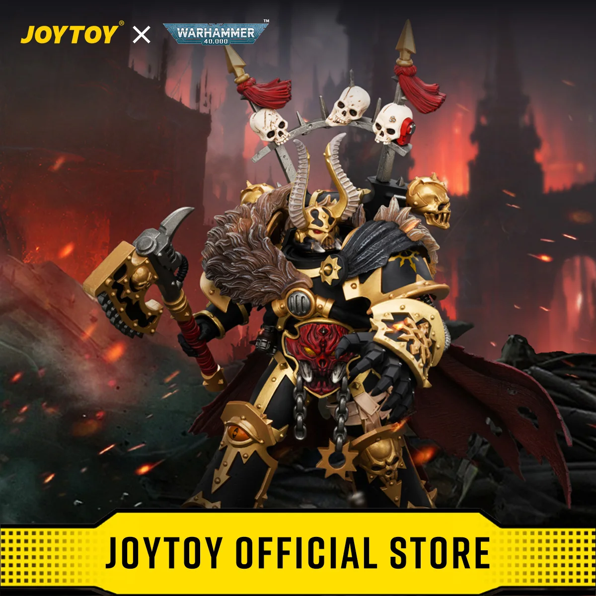 Warhammer 40,000 1/18 Action Figures Black Legion Chaos Lord with Power Fist Plasma Pistol and Astartes Chainblade
