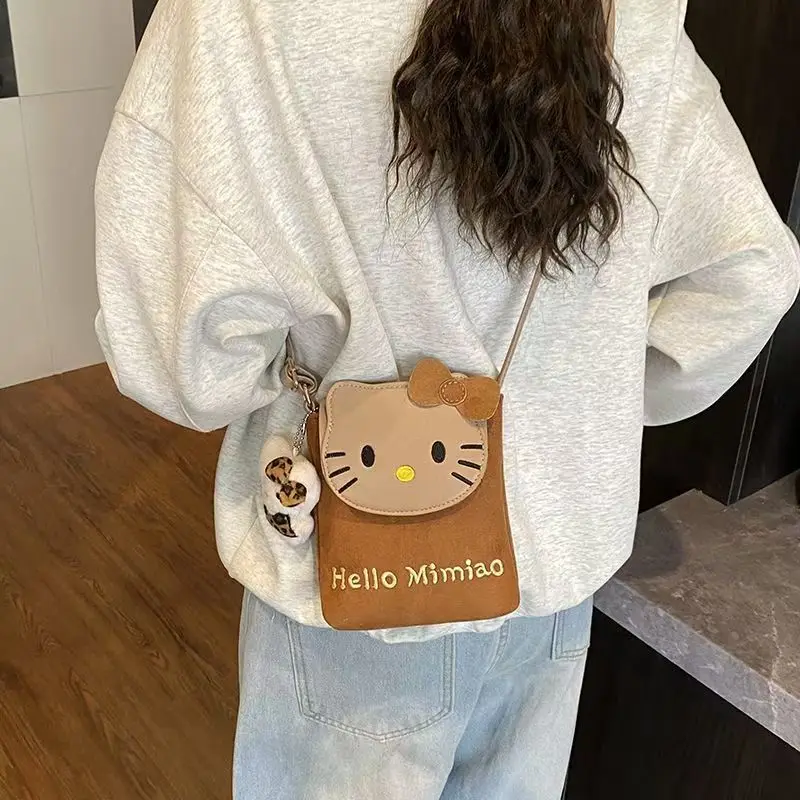

Новый Sanrio Hello Kitty, милый мультяшный кошелек на одно плечо, сумка для телефона, легкая повседневная сумка с вышивкой Kitty Cat