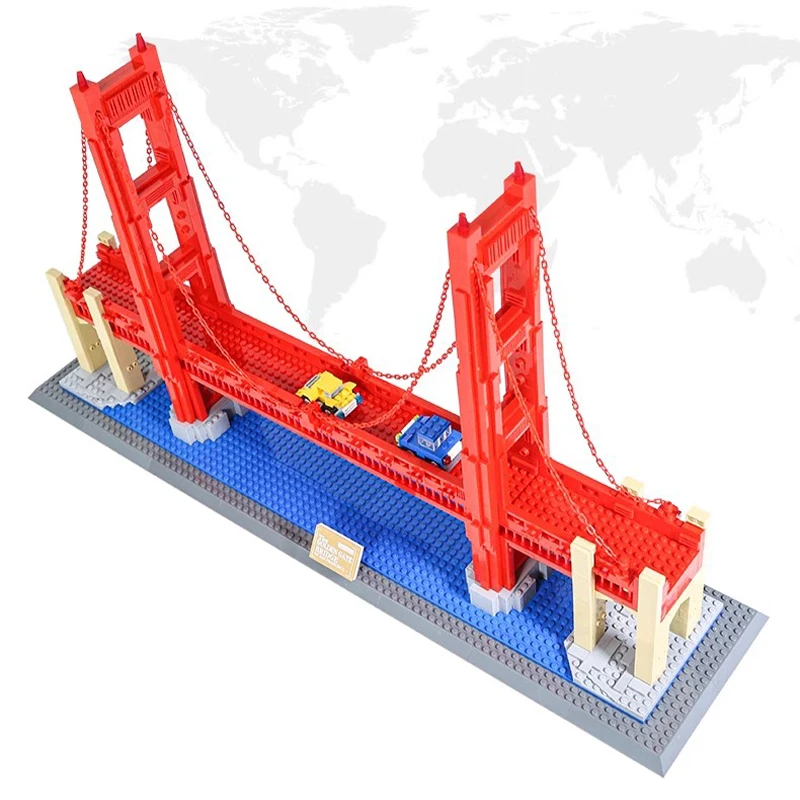 WG6210 Large World City Landmark Building San Francisco Golden Gate Bridge Building Blocks Adult Boy Technical Bricks Toy Gifts