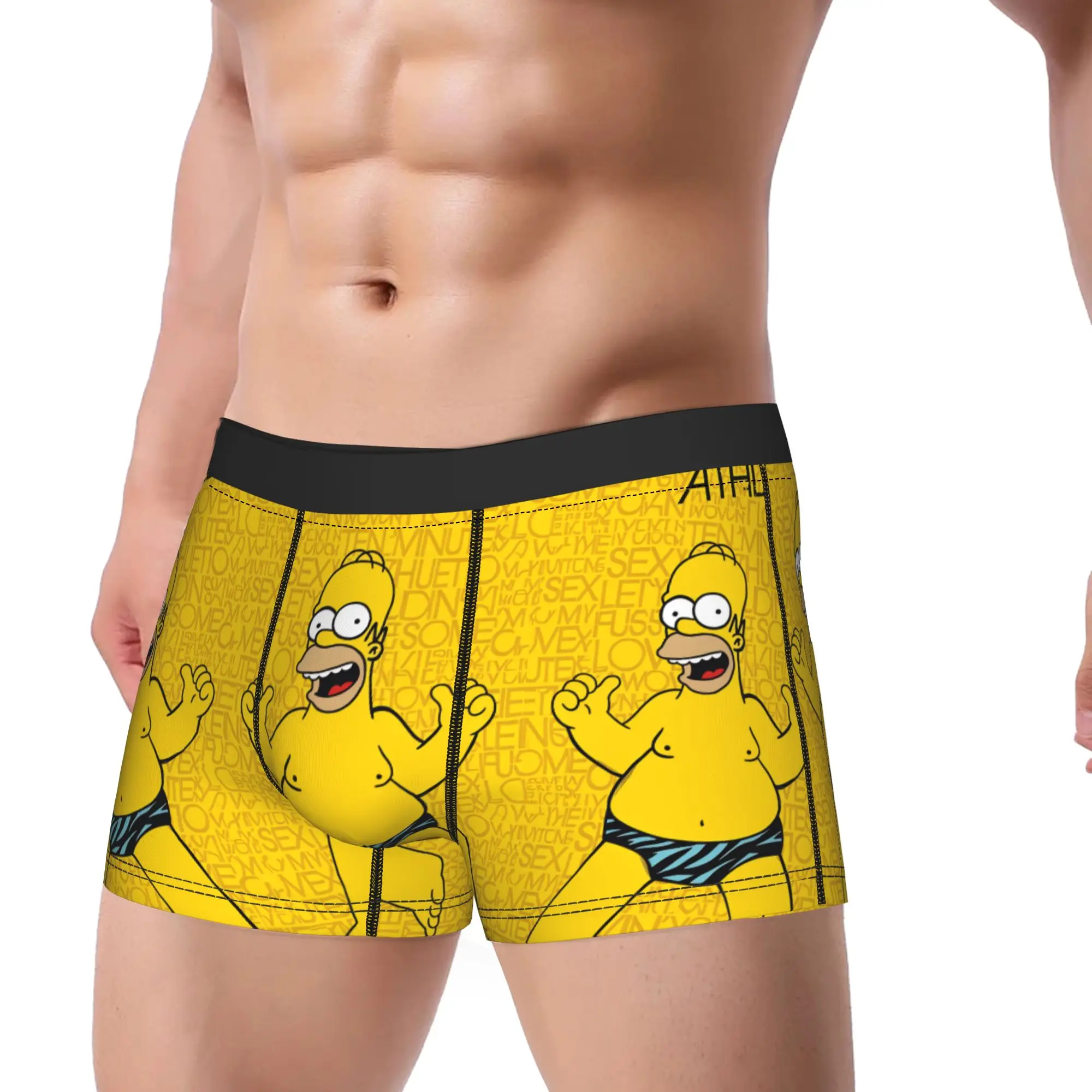 Homer S-Simpsons Sexy and Athletic Underwear  Sexy Soft Panties Printed Shorts Briefs For Males 3D Pouch Plus Size Boxer Shorts