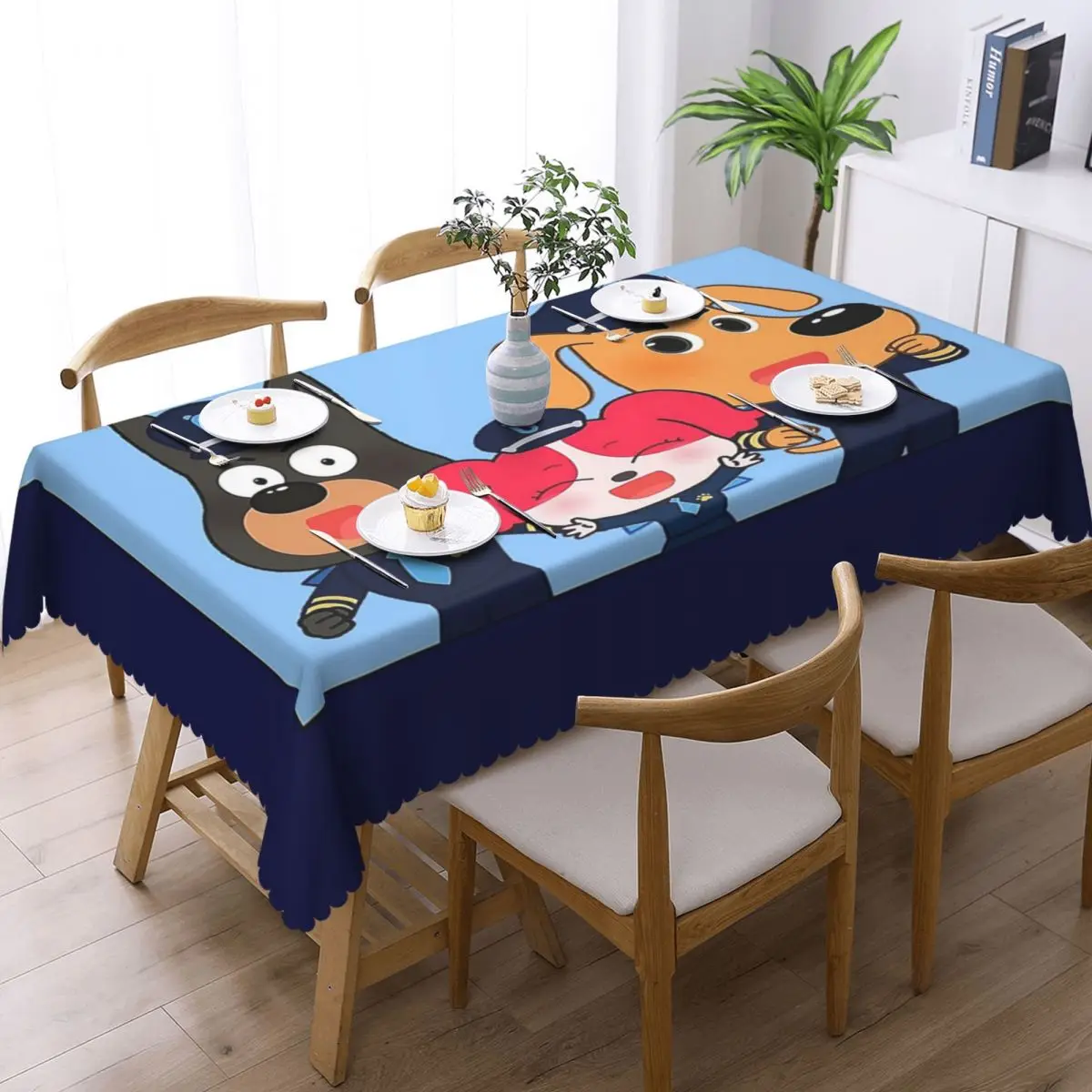 Sheriff Labrador Customized Rectangular Tablecloth Oilproof Table Cover for Festival Party Decorations Table Cloth