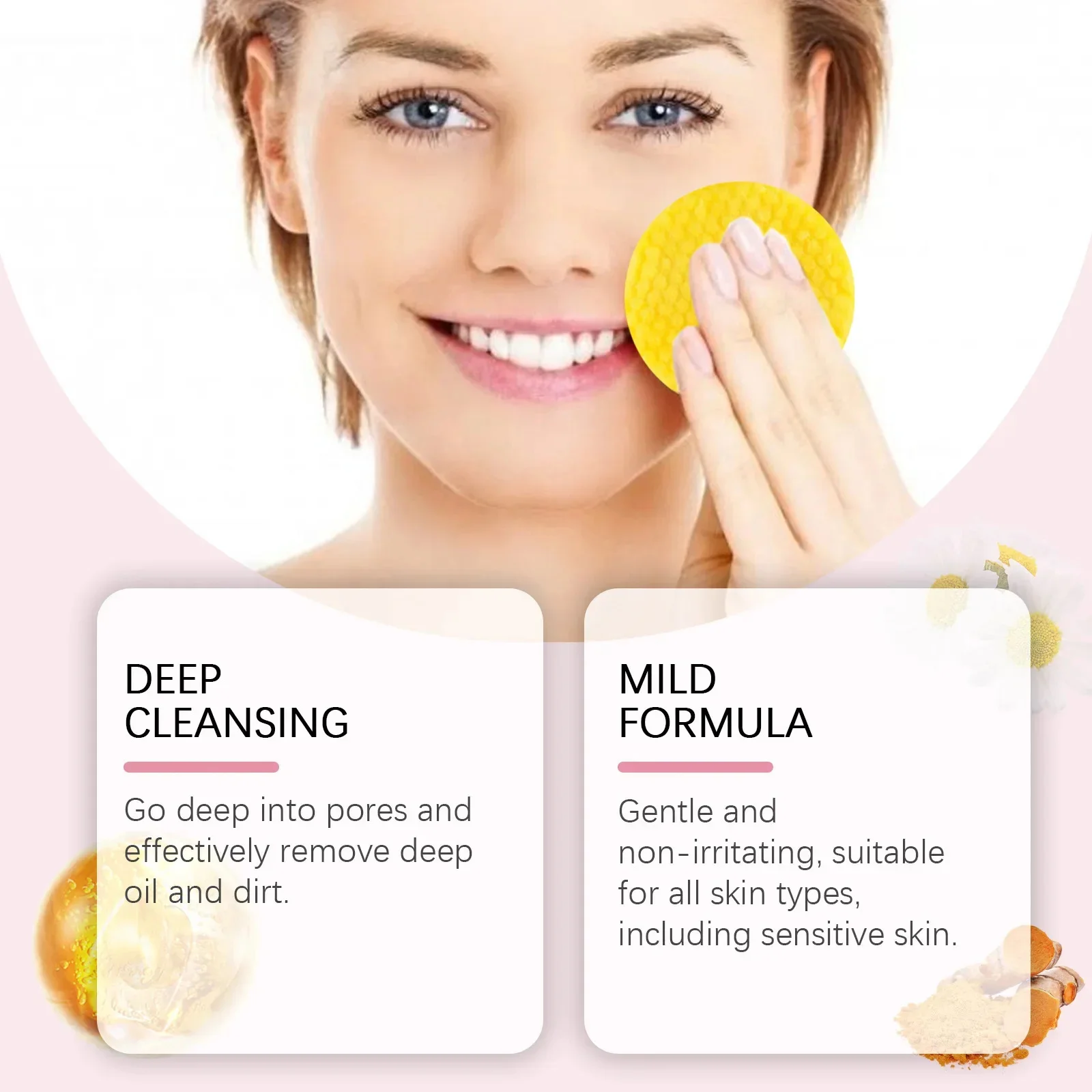 Face Cleansing Sponge Professional Turmeric Kojic Acid Facial Cleansing Pads for Removing Dead Skin Skin Exfoliating