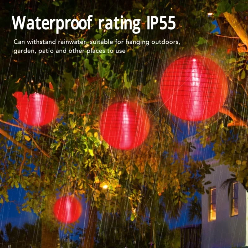 

LED Solar Cloth Lantern IP55 Waterproof Chinese Style Solar Nylon Hanging Lantern Light For Outdoor Garden Festival Party Red