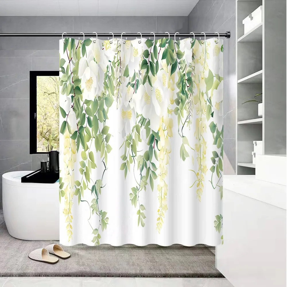 

Скандинавские минималистичные растения, моющаяся грязеотталкивающая занавеска для душа, насадка для душа, водонепроницаемая полиэстеровая занавеска для ванны для домашнего декора