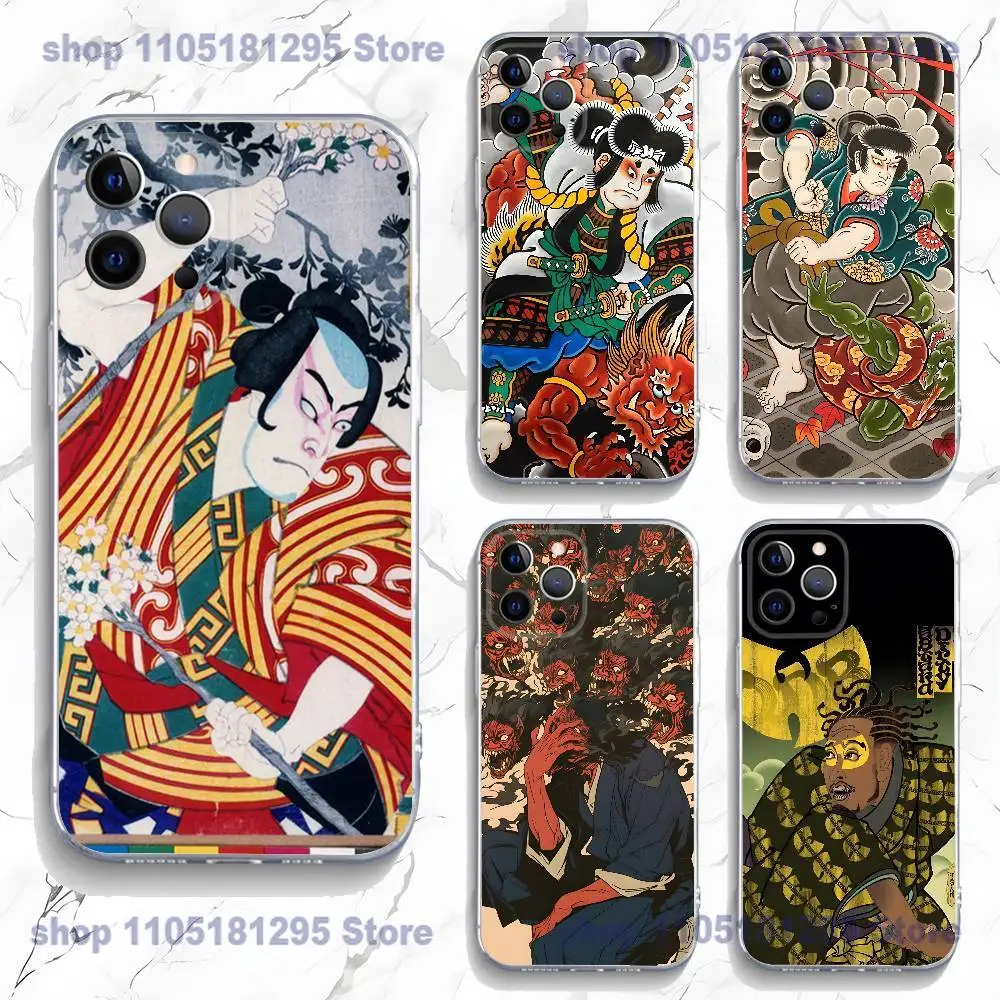 

Japan Ukiyo-e Samurai Sea Phone Case For iPhone 17,16,15,14,13,12,11 Plus,Pro,Max,XR,Plus,E,Mini Transparent Soft Cover