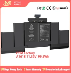 A1618 11.36V 8800mAh Battery Laptop Battery For Apple MacBook Pro(MJLQ2CH/A) Pro 15 ME294 15 ME293 A1398 Retina 2015 Macbook