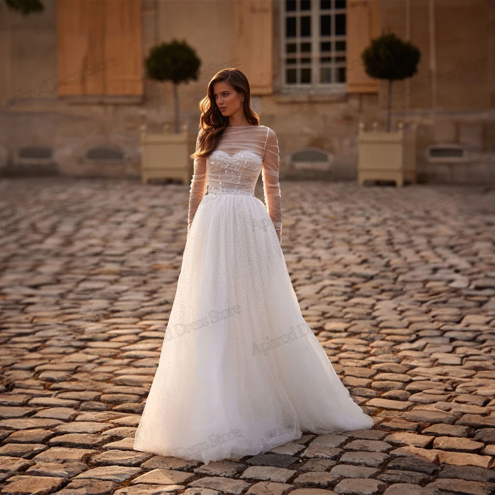 Vintage Trouwjurken A-Lijn Met Tule Gelaagde Bruidsjurken Met Lovertjes Appliqueert Strapless Rugloze Gewaad Klassieke Vestidos De Novia 2024