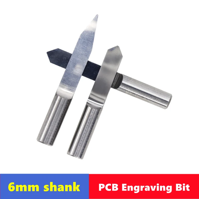 

10pcs 6mm Shank PCB Engraving Bit 20-90 Degrees End Mill for CNC Engraving Machine Flat Bottom CNC Router Carving Milling Cutter