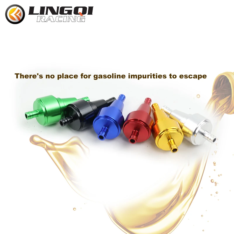 LINGQI Pit Dirt Bike Oil Filter Motorcycle Fuel Petrol Gasolines Filter Aluminum Alloy Universal for Most Off-Road Motocross