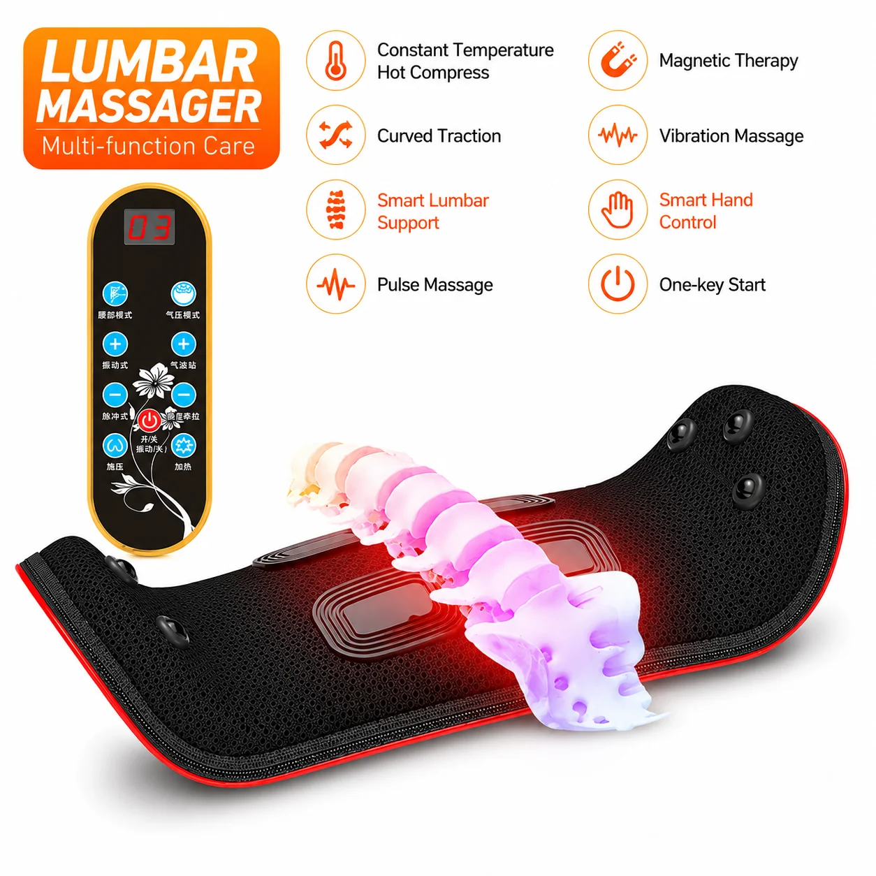 Marese Electric Lumbar Traction Device Back Massager Vibration Massage Machine Spine Support Waist Relieve Fatigue