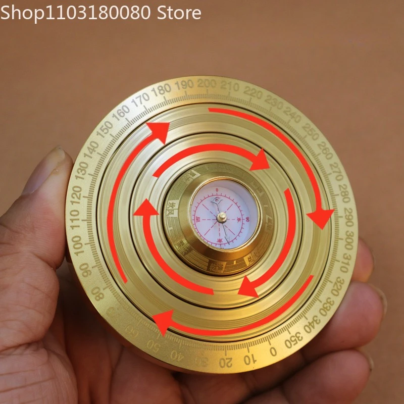8cm Rotatable brass Thickened multilayer Xingxiu Bagua Feng Shui Compass Luopan Chinese Fortune Telling Compass