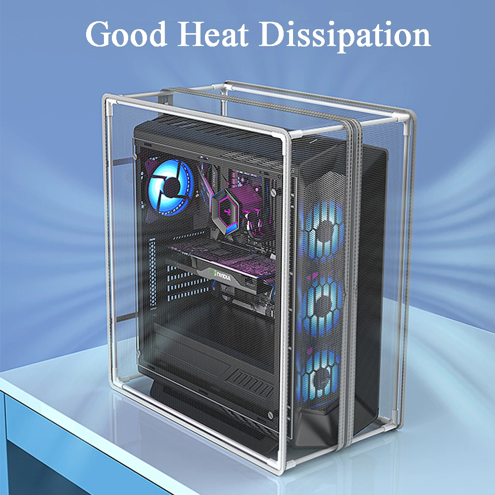 غطاء شاسيه PC مقاوم للغبار ، ATX ، MATX ، ITX ، حافظة كمبيوتر ، علبة سطح مكتب مفتوحة ، تنفس عالمي ، تبديد الحرارة ، شبكات مضادة للغبار