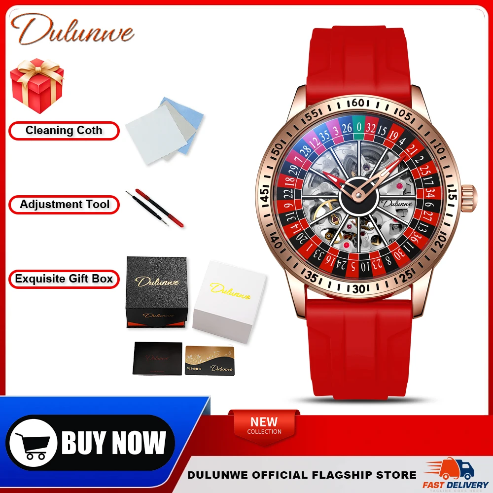 Dulunwe ルーレット自動機械式時計高品質ブランド 30 メートル防水