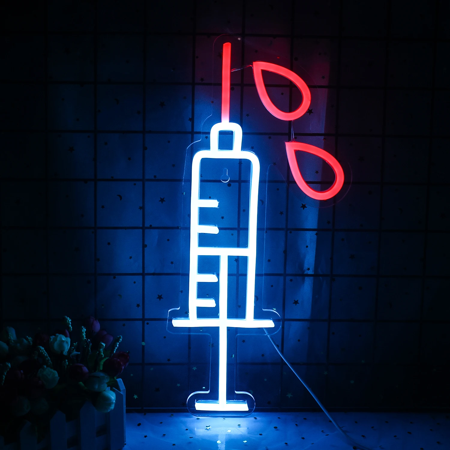 

Ineonlife Interesting Syringe Neon Sign Led Light Needle Restaurant Bar Venue Party Room Shop Wall Decor Child Personality Gift