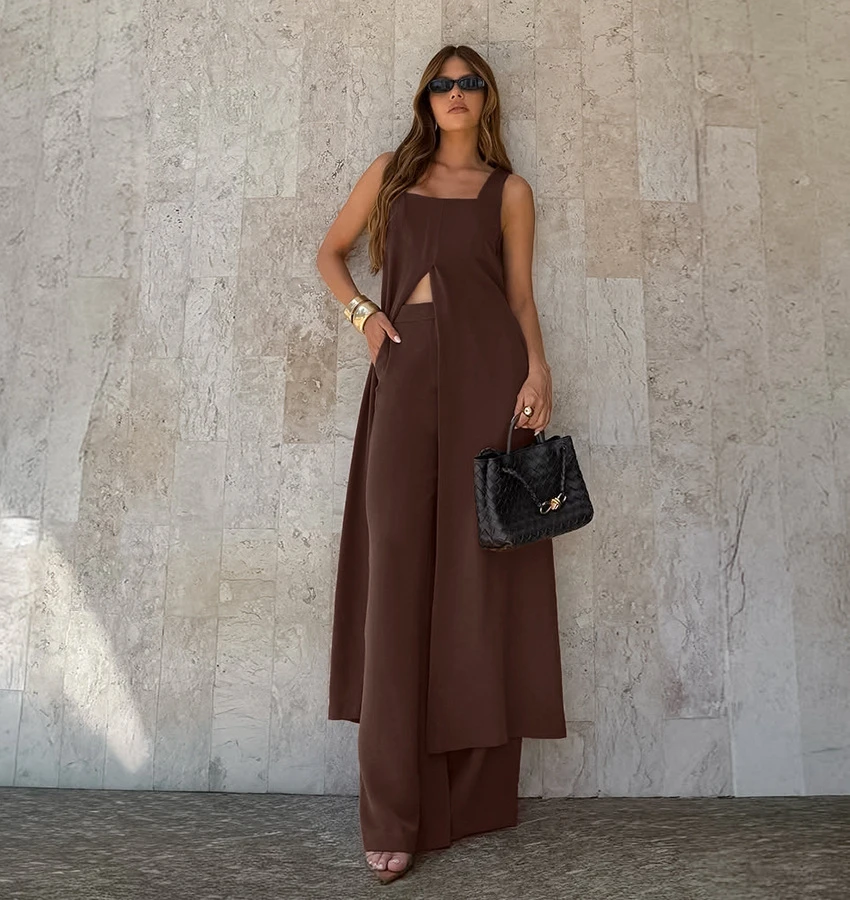 

Сексуальный белый кружевной комплект из 2 предметов: женский укороченный топ-камизолка с цветочной вышивкой и широкие брюки, прозрачный пляжный наряд 2026