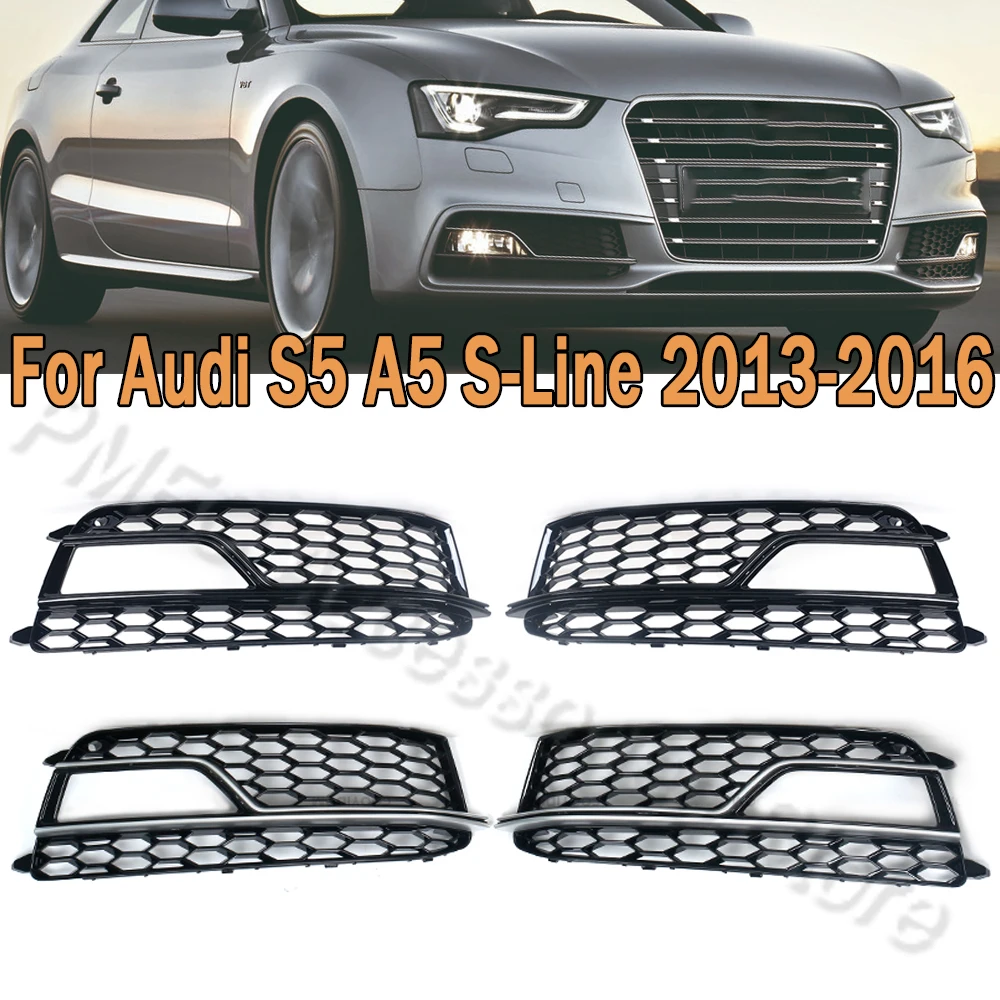 

Автомобильная противотуманная фара, рамка, гриль, сетчатая ободок, глянцевая сотовая панель, крышка противотуманной фары для Audi S5 A5 S-Line 2013-2016 8T0807681M