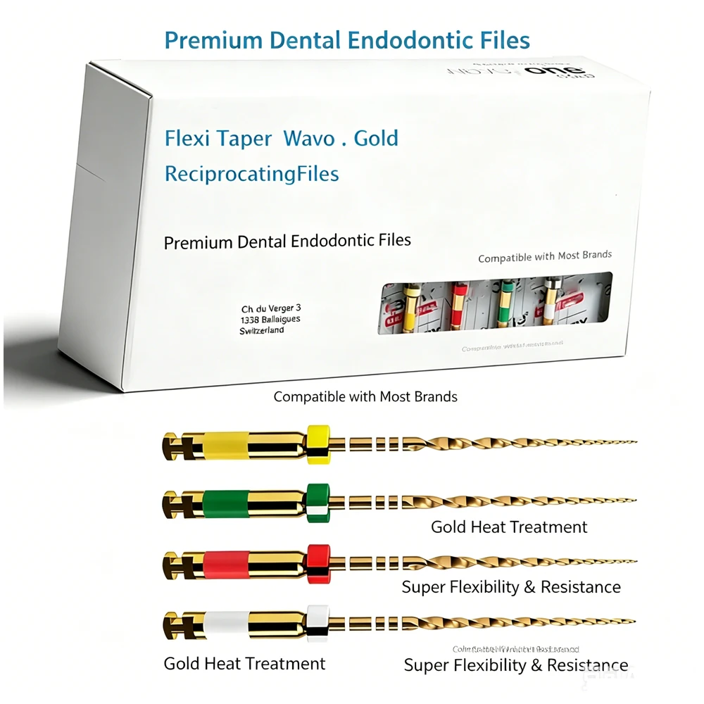 20 pièces/5 ensembles de lime endodontiques dentaires Wave Gold One, grandes, primaires, rotatives, NITI, à mouvement réciproque