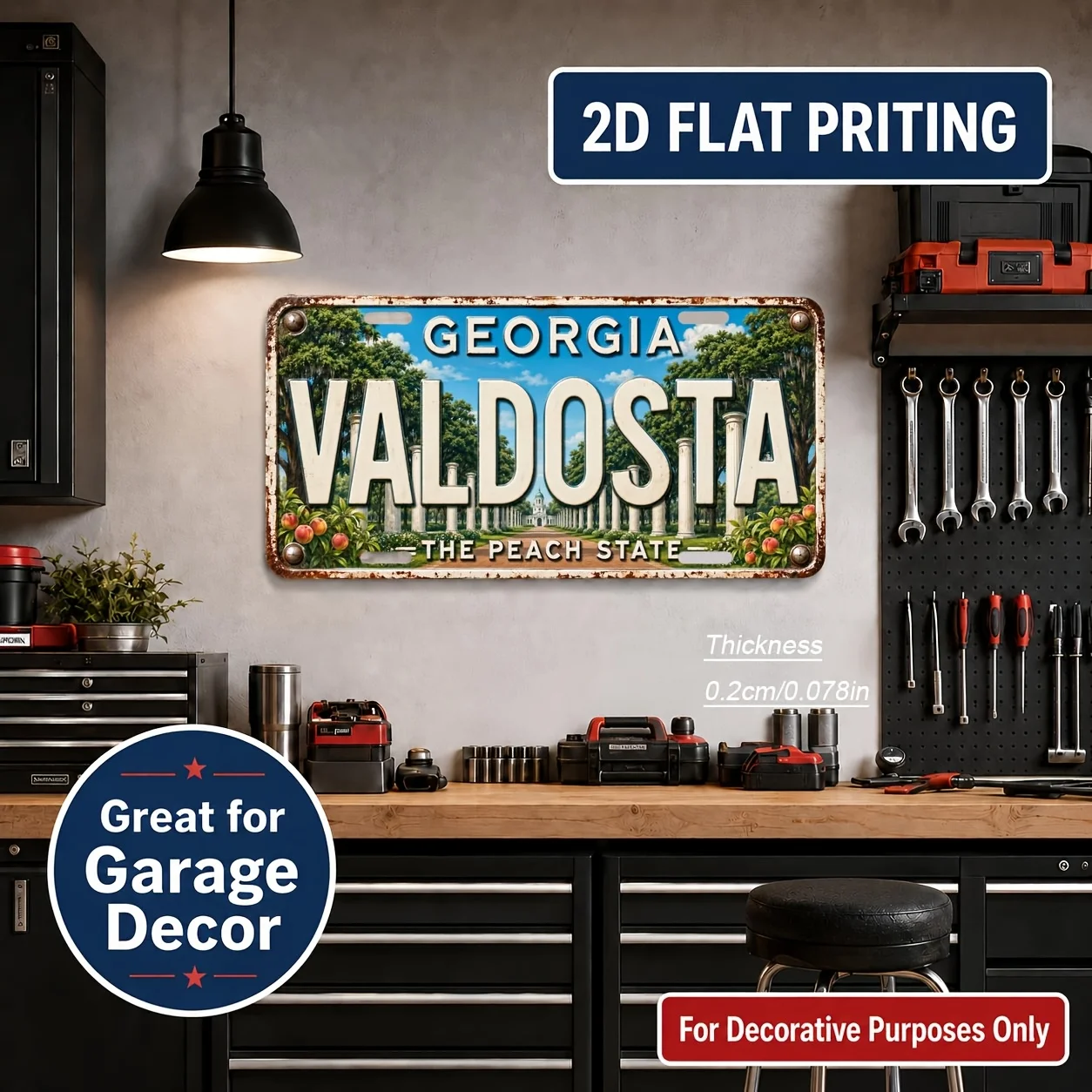 2D Flat, [2D Flat] 2D Flat Print, 1pc, Georgia Themed Vintage Sign, Home Decor, Birthday Gift, Vintage Wall Art, Industrial Styl