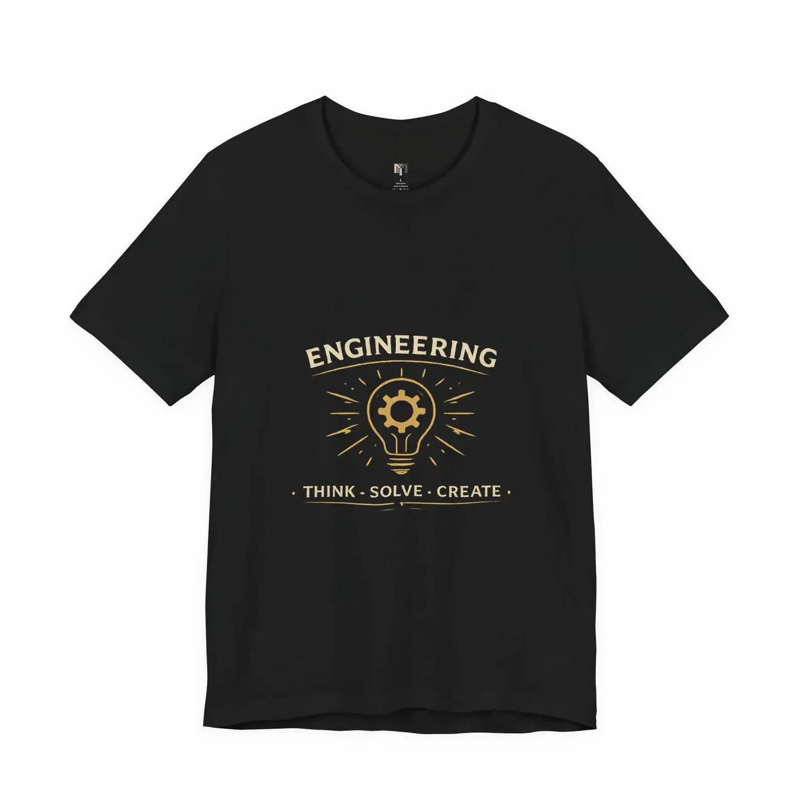 Think Solve Create Minimalist Lightbulb Gear T Shirt Simple STEM  vintage Washed Casual Breathable Top For Everyday Wear