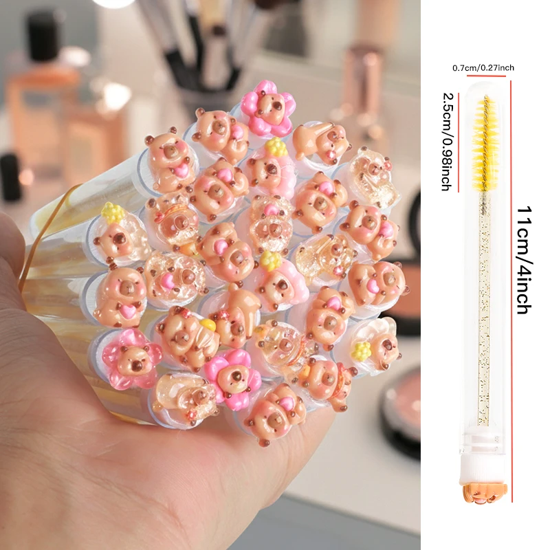 Paquete de 14 pinceles para rímel Capybara en una caja de regalo. Cada cabezal de cepillo se envuelta individualmente, brochas de maquillaje, brocha de pestañas de viaje.