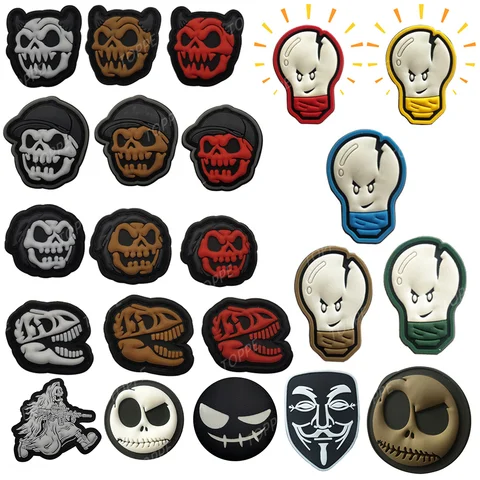 3D PVC Funny CAT Evil Smiling Patches Lamp Airsoft Badges Face Ghost Mask Tactical Stickers Pumpkin Monster eye Skull Patches