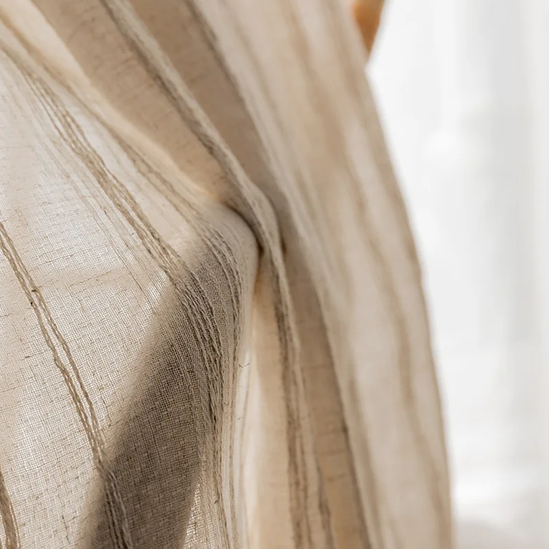High Quality Faux Linen Sheer Curtain Stripper Living Room Bedroom Study Room Tulle Curtains for Privacy And Light Control