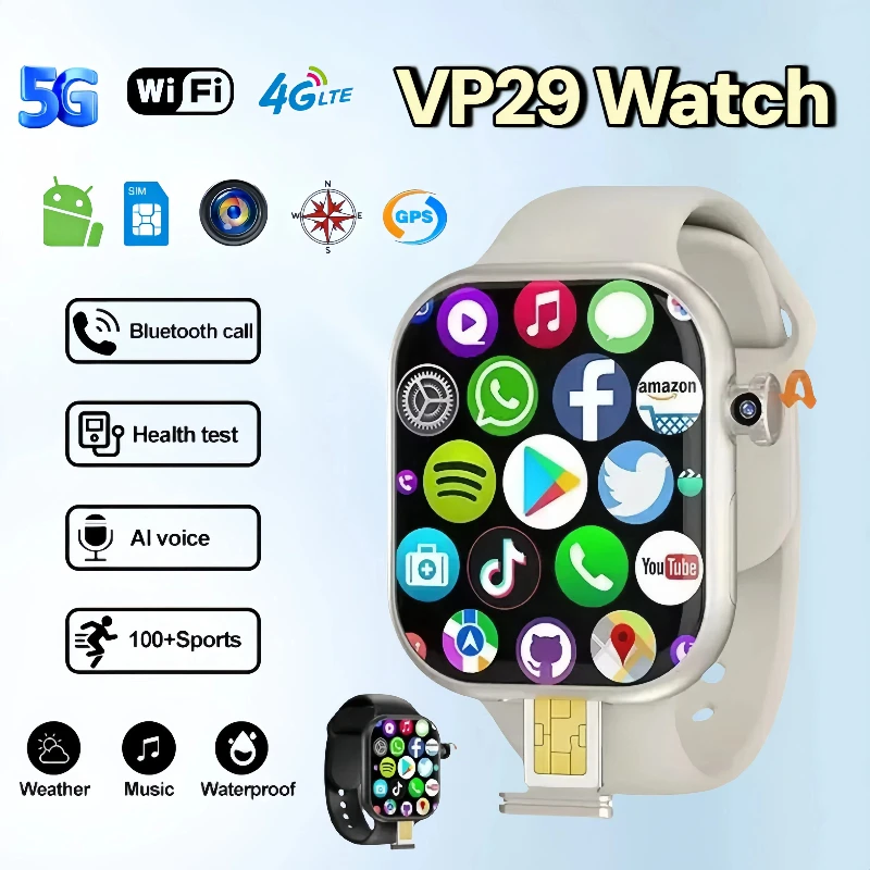 

Новые умные часы VP29 с SIM-картой, серия VP, 2,29 дюйма, Android 5G, умные часы с поворотной камерой NFC, GPS-приложение, магазин Wi-Fi Connect