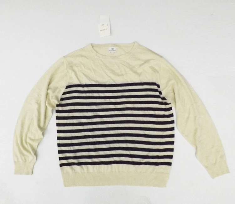 

Мужской весенне-осенне-зимний тонкий шерстяной трикотаж, круглый полосатый свитер, вязаный базовый слой Faion Ci, повседневный