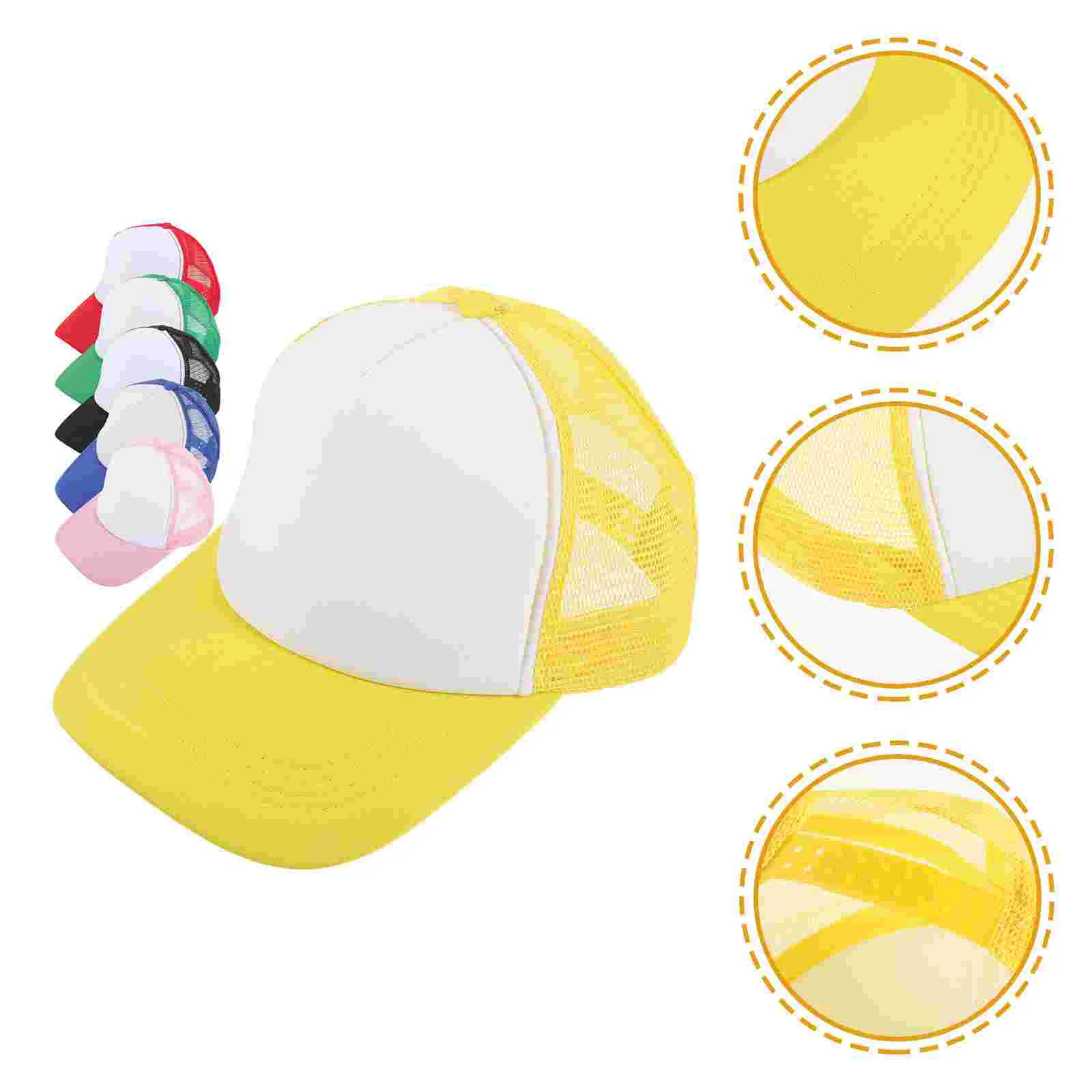 6 Pcs Mesh Baseball Hat Heat Transfer Caps Sublimation Blank Hats for Women Polyester Printing Man