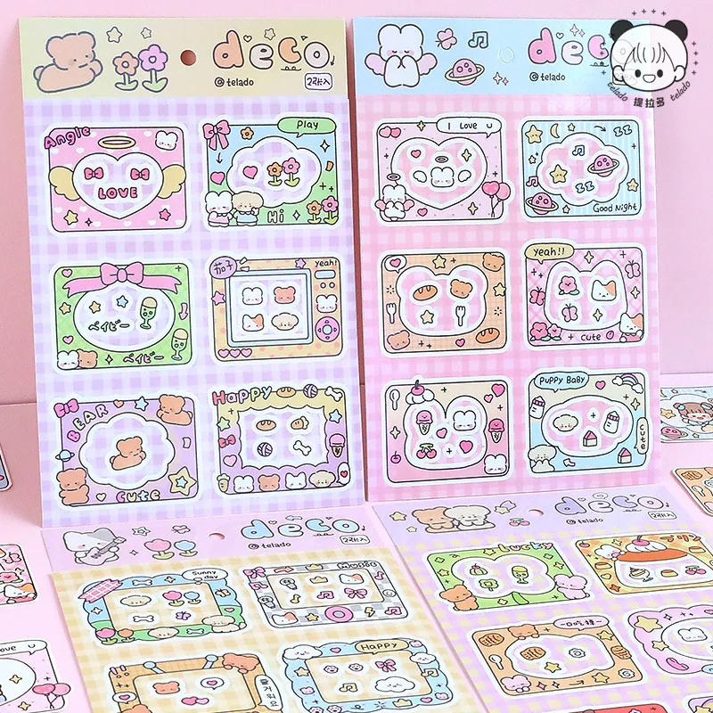 MINKYS 2pcs/pack Kawaii Frame Sticker Kpop Photocards Basic Dialog Sticker DIY Scrapbook Stickers Confetti Stationery