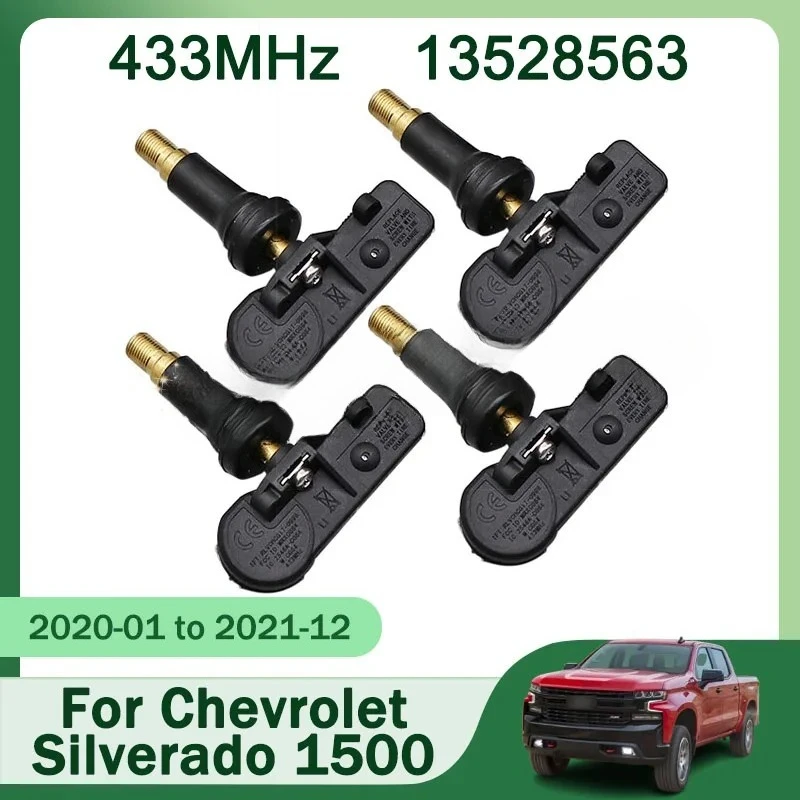 

1/4pcs 433MHz 13528563 Car Tire Sensors System For Chevrolet Silverado 1500 2020 to 2021 TPMS Tire Pressure Monitor System