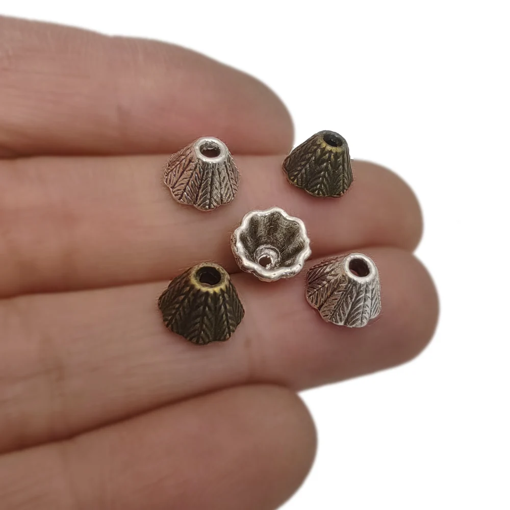 

100PCS Alloy Cone End Caps Bead Caps Spacers Tassel End Cap 8x8mm for Earring Necklaces Keychain Jewelry DIY Crafts Making L1046