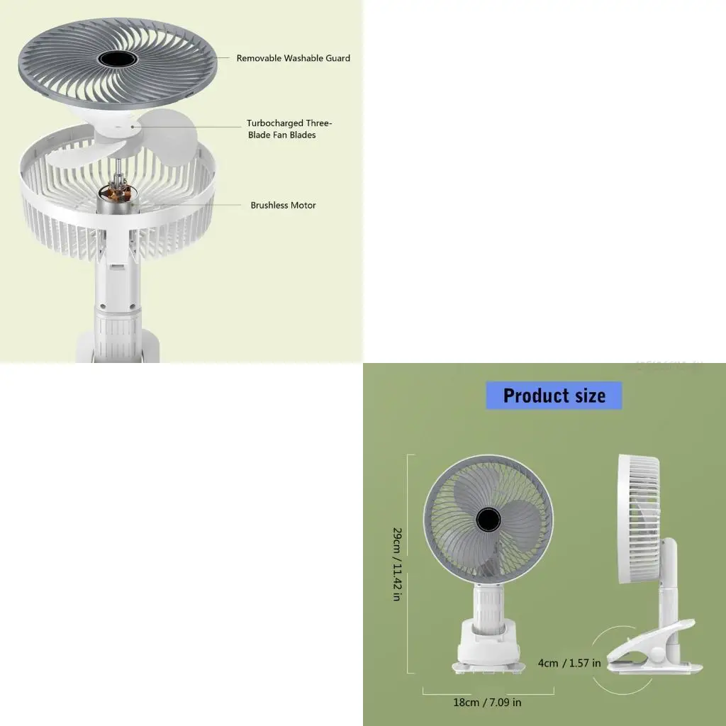 27RB Rechargeable 3 Speed Clip Cooling Fan with Flexible Neck 15.7inch Clip Ranges for Computer Desk Vehicle Interior