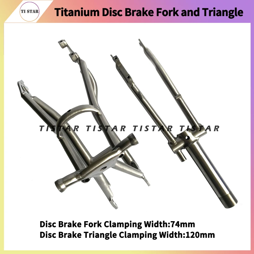 Titanium Disc Brake Fork and Triangle for Brompton Bicycle, 16 Inches, Lightweight Ti Frame, Folding Bike, Gr9, Ti3Al2.5V