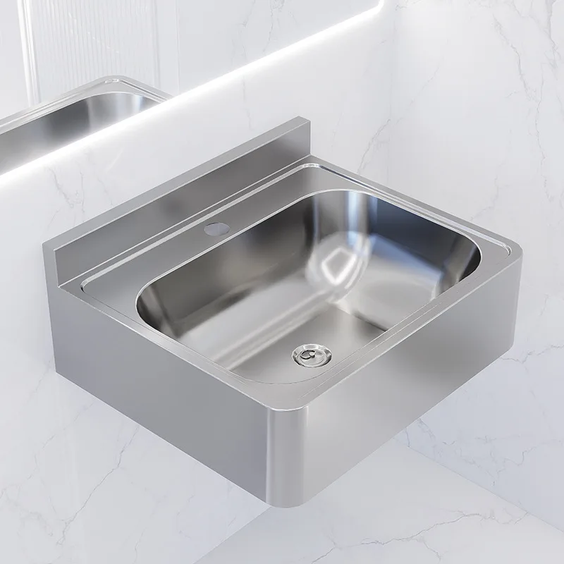 

304 stainless steel washbasin, thickened wall mounted washbasin in the bathroom, with installation accessories