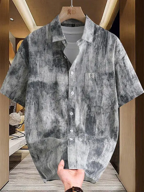 

Premium Feel Men's Summer Casual ort Sve irt Trendy Thin Cool Outerwear Loose Fit Breathable Cotton Youth ular