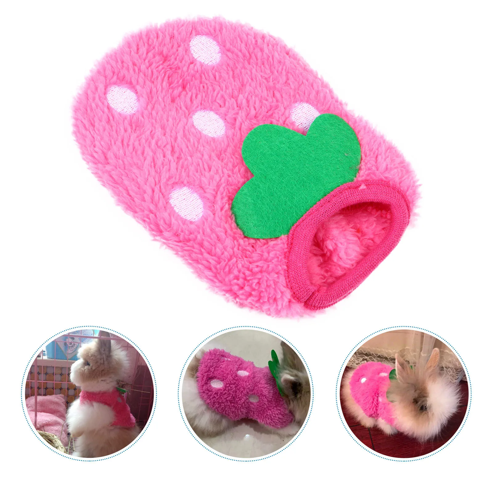 Dog Strawberry Clothes Bunny Hoodie Warm Small Pet Vest For Rabbit Guinea Pig Costume Small Dog Clothes Pet Supplies
