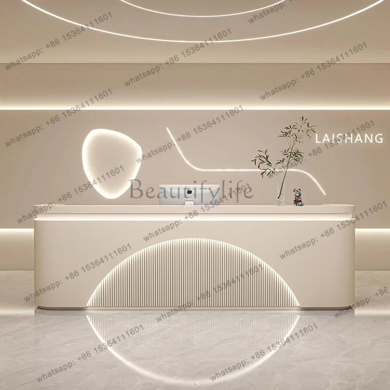

LJY Beauty Minimalist Reception Desks Modern Simple Welcome Design Reception Desks Long Display Comptoire Accueil Office Furnitu