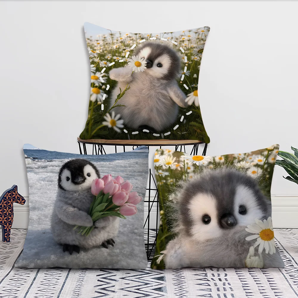 Cute P-Penguin Cushion Cover For Pillow Printing Sofa Decoration Home Car Room Coffee Shop Office Nordic Simplicity