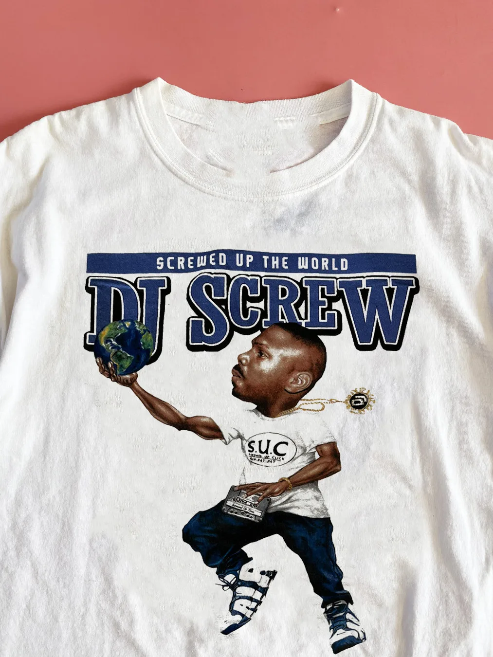 Camiseta de manga corta para hombre y mujer, camisa Unisex de manga corta con diseño de DJ Screw, Hip Hop, color blanco, S-2345XL, TMB999