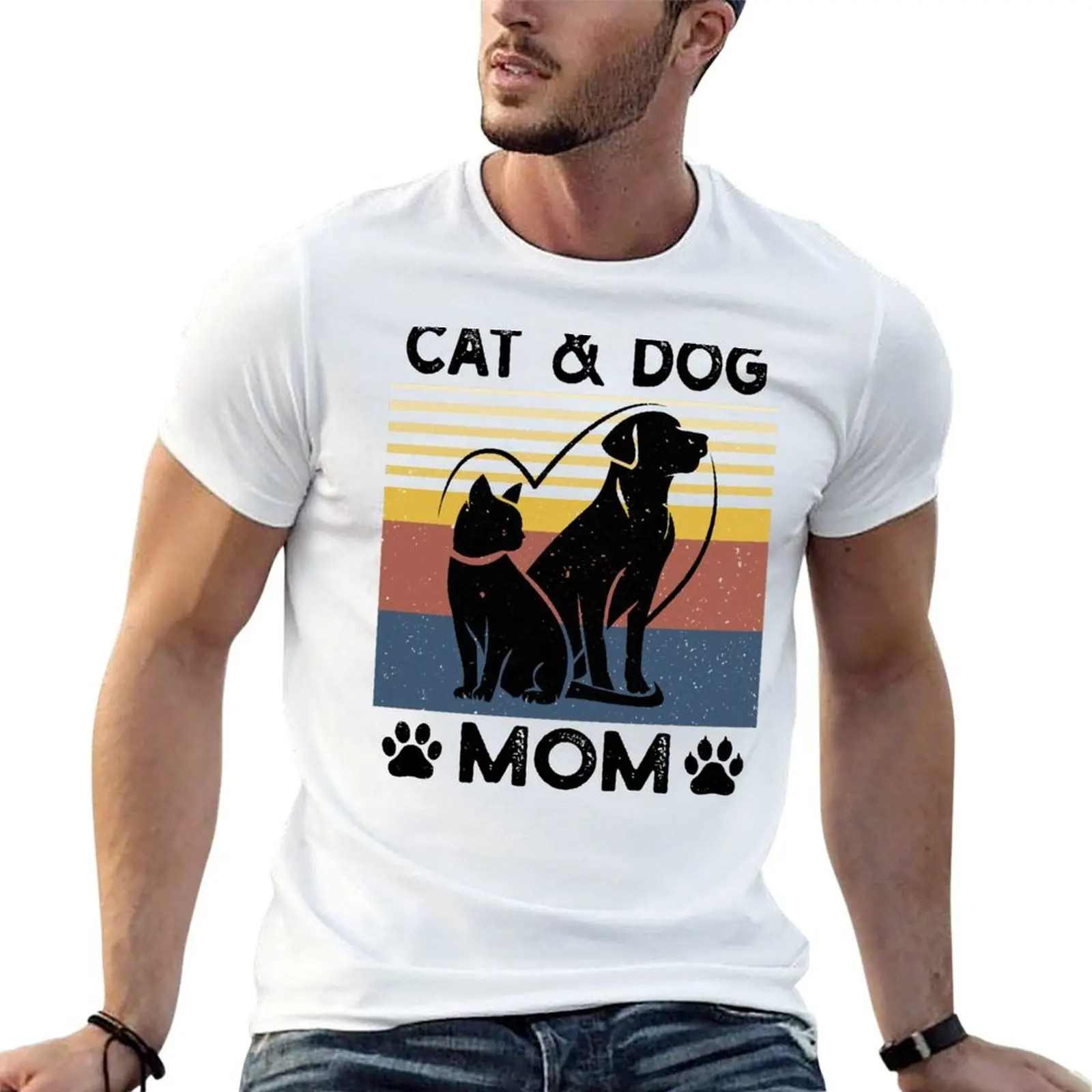 

Cat And Dog Mom T-Shirt t shirts for man pack cotton t shirt man casual t shirt custom print T-shirt