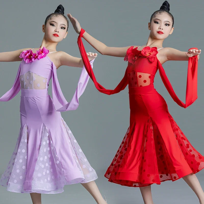 

Girls Latin Dance Dress Children'S Ballroom Dance Competition Costume Summer Kids Performance Dancing Clothing