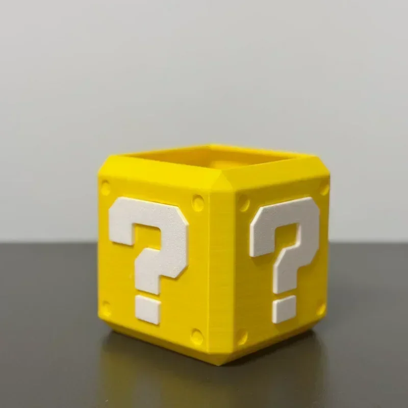 Juego Marios Bros caja de punto de interrogación portalápices escritorio de oficina portalápices de plástico bolígrafo cuadrado estuche para tazas contenedor organizador