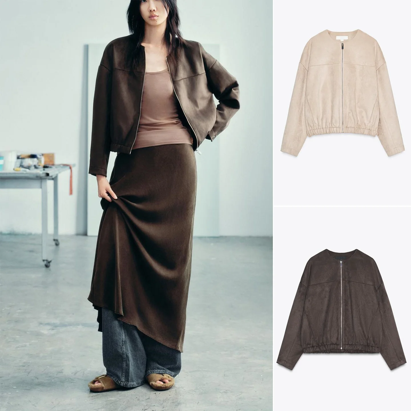 

Новое осеннее поступление, женский коврик Long Sve, круглая Ne, на молнии, с эффектом искусственной замши, верхняя одежда из полиэстера 00%