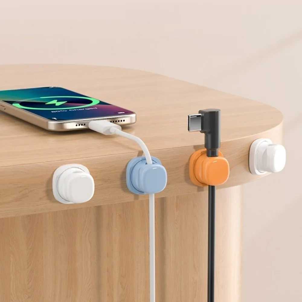 6pcs Adhesive Desktop Cable Organizer Rotatable Wall Mount Under Desk Wire Holder Anti-Slip Adjustable Cord Cable Organizer